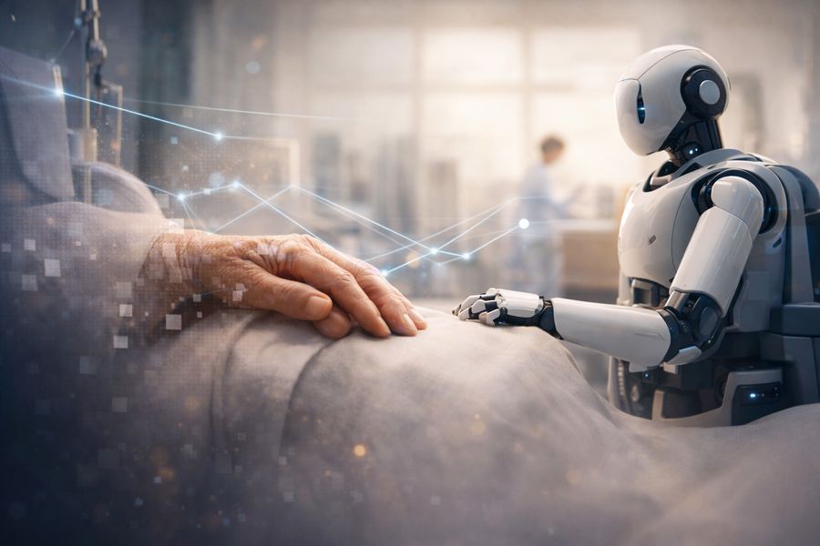 Robot arm assisting patient